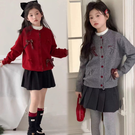 安琪拉88&安琪拉88&25142格子蝴蝶毛衣开衫