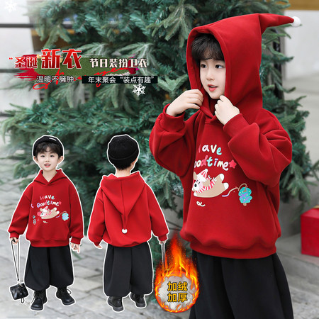 酷芭芭潮妞&酷芭芭潮妞&圣诞帽年服加绒卫衣