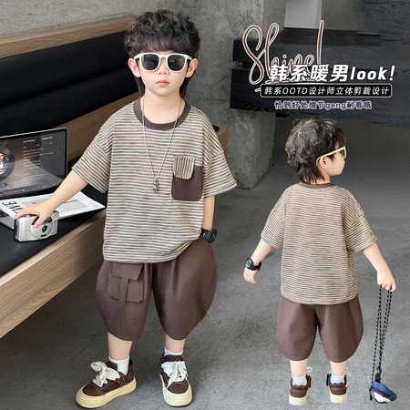 AB潮童&AB潮童&条纹工装套装26066