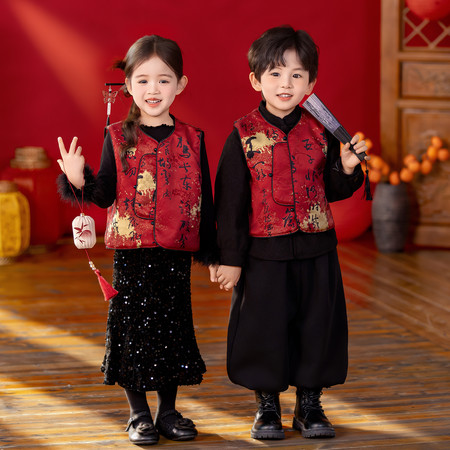 聚宝盆童装&聚宝盆童装&D019招财进宝拜年服