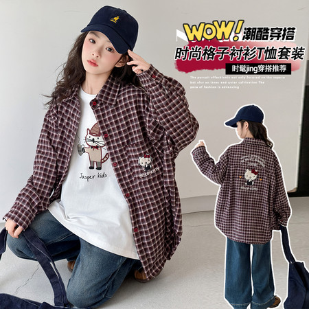 哆啦依梦&哆啦依梦&802小猫格子衬衫外套
