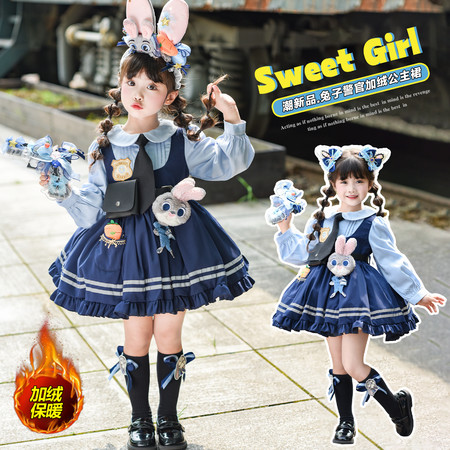 糖丫丫&糖丫丫&2820款兔子警官加绒连衣裙