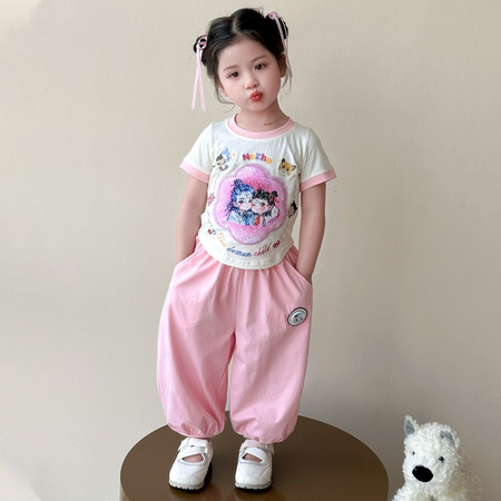 叶子童话&叶子童话&短袖亮片吒儿防蚊裤套装