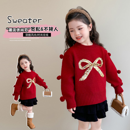 夹心糖&夹心糖&蝴蝶结毛球毛衣