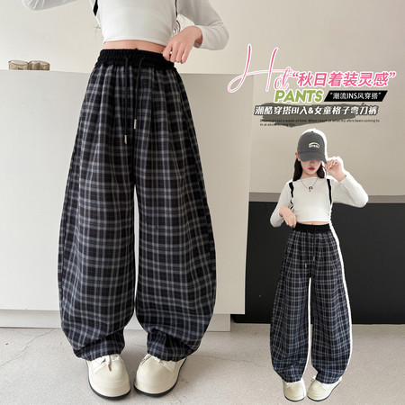 糖朵朵&糖朵朵&T2557格子弯刀裤