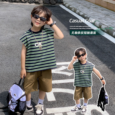 童乐（原葡萄柚）&童乐（原葡萄柚）&PTY9022OK条子无袖套装