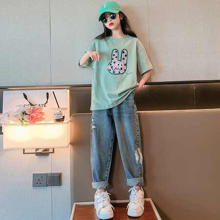 添佳服饰&添佳服饰&2310款-破洞萝卜裤套装