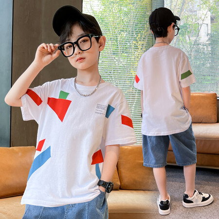 豆豆杰尼&豆豆杰尼&1752色块印花T恤