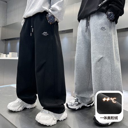 豆豆杰尼&豆豆杰尼&2145H加绒拼接休闲卫裤