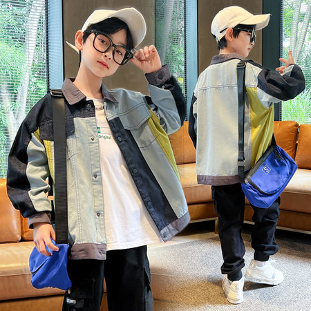 豆豆杰尼&豆豆杰尼&1832拼接牛仔外套