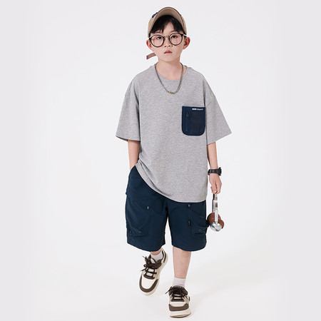 豆豆杰尼&豆豆杰尼&21740口袋T恤套装