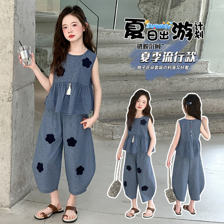 优蜜小屋&优蜜小屋&2553款格子大花朵套装