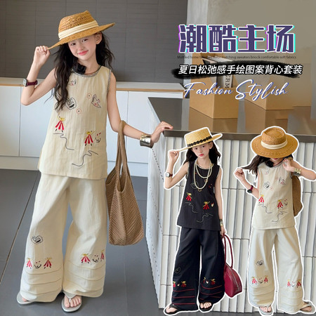 优蜜小屋&优蜜小屋&2558款彩绘绣花背心套装