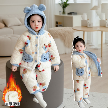 卡迪贝特&卡迪贝特&女童小熊连帽三层加厚棉衣