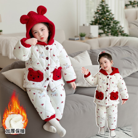 卡迪贝特&卡迪贝特&D-59款三层加厚红色小熊套装