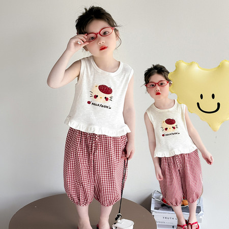 伊咔贝贝&伊咔贝贝&格子裤套装
