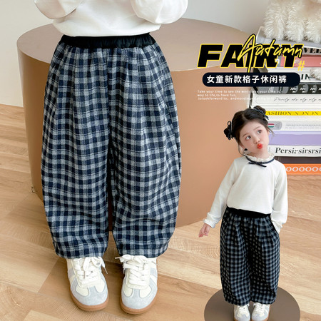 卡哇优&卡哇优&格子休闲裤