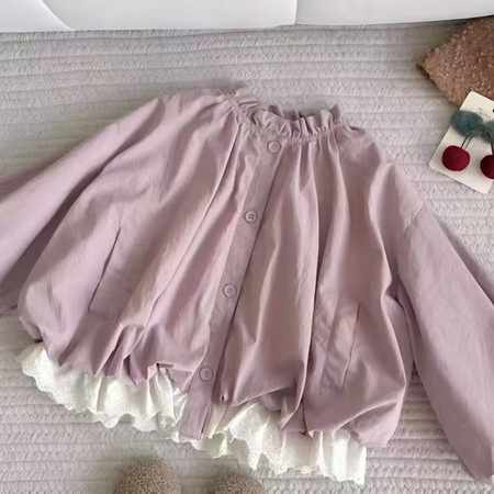 守若服饰&守若服饰&粉色花边夹克衫