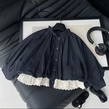 守若服饰&守若服饰&藏青色-花边夹克衫外套-