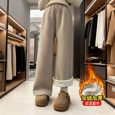 守若服饰&守若服饰&人字纹加绒保暖裤-