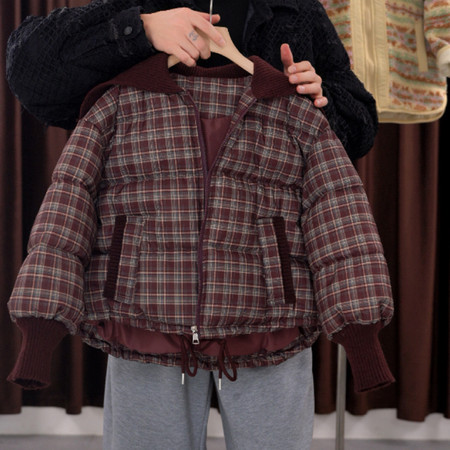 守若服饰&守若服饰&格子毛线棉衣外套