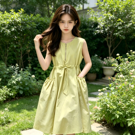 守若服饰&守若服饰&-半拉链无袖连衣裙-