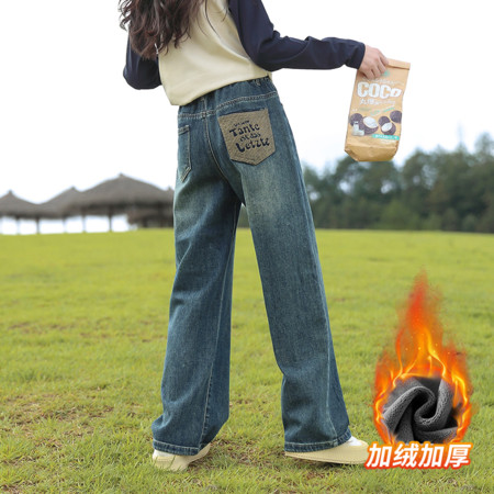 守若服饰&守若服饰&TAN刺绣加绒加厚牛仔裤