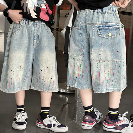 闪亮王子&闪亮王子&SLWZ-3136喷墨牛仔裤短裤