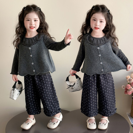 萌天使&萌天使&萌天使MTS0396灰色毛衣马甲三件套