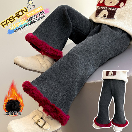 萌天使&萌天使&MTS0532裤脚毛条加绒糯米裤