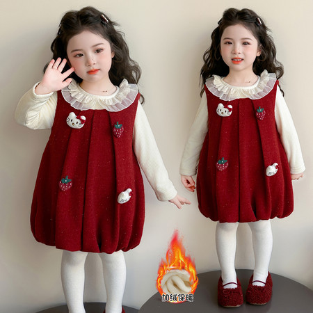 萌天使&萌天使&MTS0399亮丝草莓猫加绒两件套