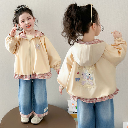 萌天使&萌天使&MTS0544木马格子外套牛仔裤套装