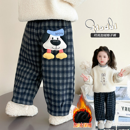 檬晗&檬晗&小狗格子加绒裤
