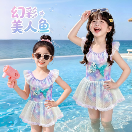 檬晗&檬晗&美人鱼炫彩泳衣-