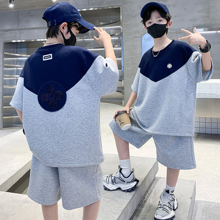 太子童装&太子童装&2510复古解构拼色套装