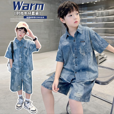 太子童装&太子童装&2607仿牛仔衬衫套装