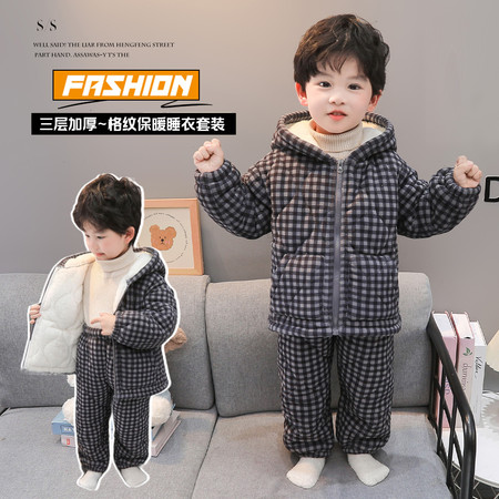 萌熙宝贝&萌熙宝贝&男童格子棉衣