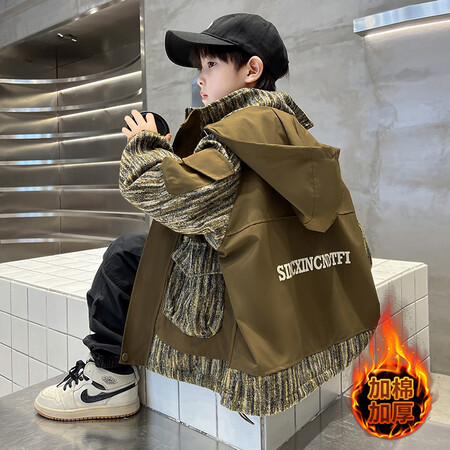 韩轩儿&韩轩儿&拼接连帽外套加厚