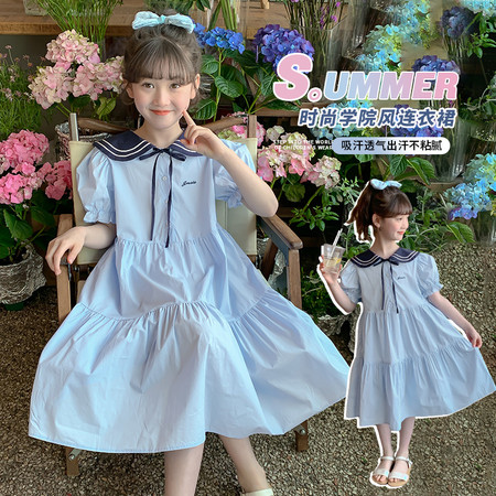 河马森林(原艺妞贝贝)&河马森林(原艺妞贝贝)&2517款学院风棉布连衣裙