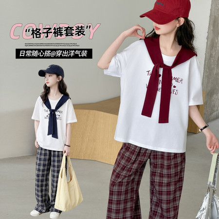 衣童贝贝&衣童贝贝&披肩短袖格子套装