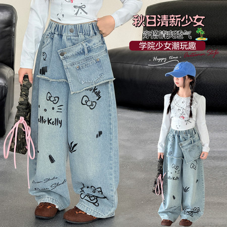 熙宝贝&熙宝贝&满印屁帘牛仔裤