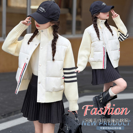 妍小猪童装&妍小猪童装&2593毛线拼接棉衣