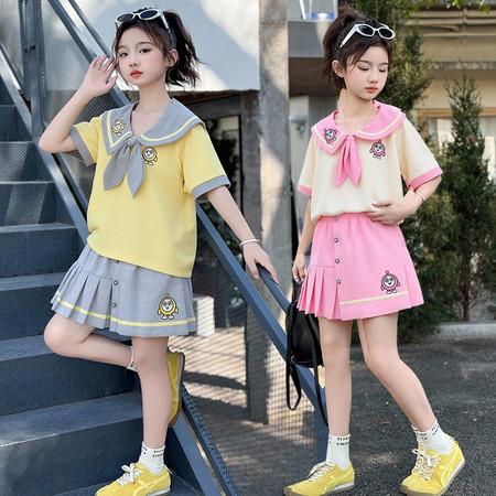 童玮宝贝&童玮宝贝&0316夏季学院风女童套装