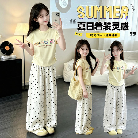 潮范儿&潮范儿&2672三只猫咪波点裤套装