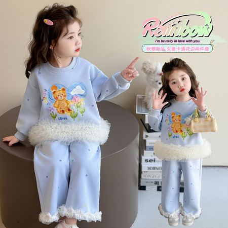 十七家&十七家&小熊拼接网纱卫衣套装