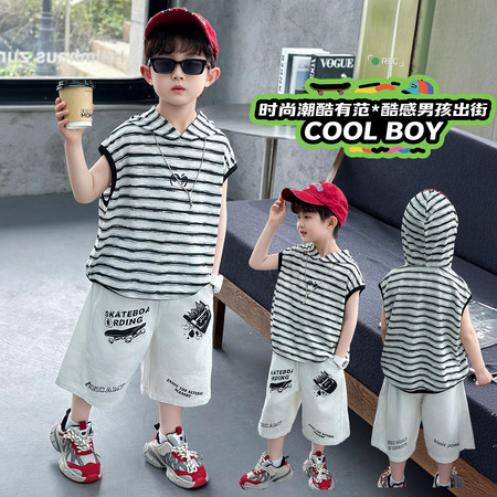 择衣优品&择衣优品&连帽条纹无袖套装