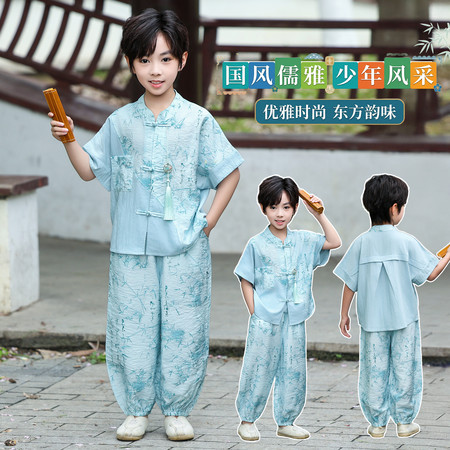 择衣优品&择衣优品&竹叶国风短袖套装