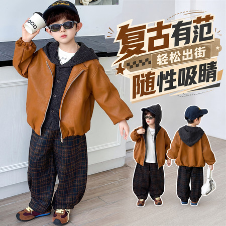 择衣优品&择衣优品&黄色皮衣假两件皮衣