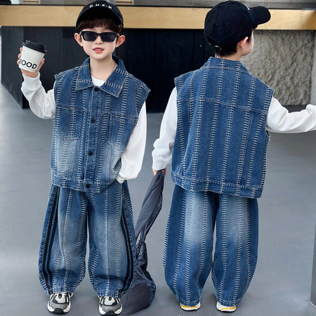 择衣优品&择衣优品&拉条牛仔马甲三件套1