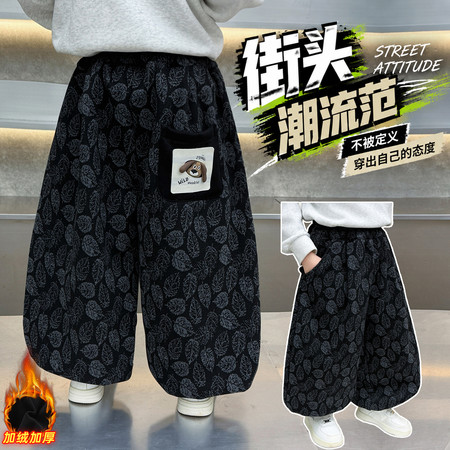 择衣优品&择衣优品&满印树叶加绒裤1